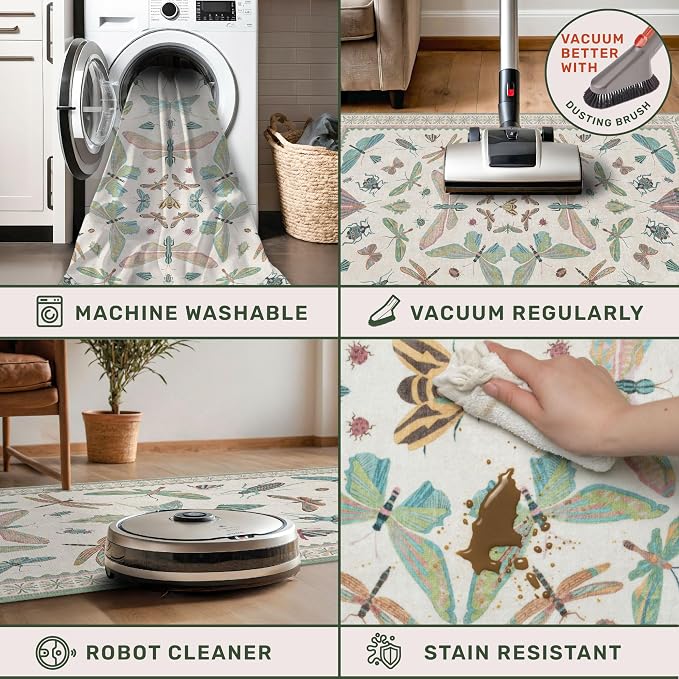 Washable Sage Green Large Entryway Rug, 3x5 Area Rugs