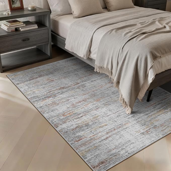 4x6 Rug - Stain Resistant Abstract Washable Rugs, Anti Slip Area Rugs
