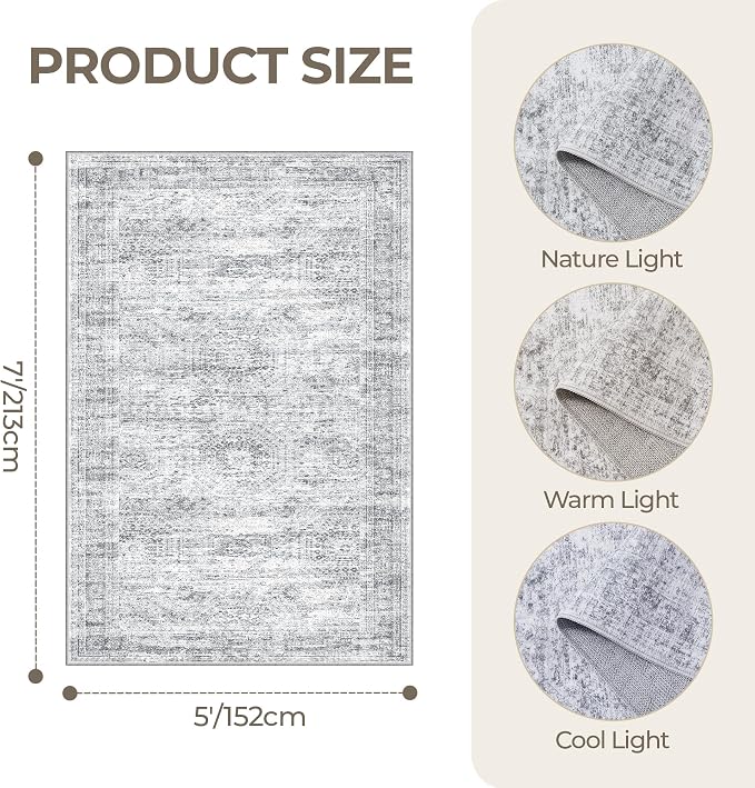 5x7 Area Rugs, Ultra-Thin Washable Rugs