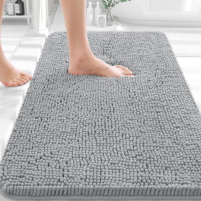 OLANLY Bathroom Rugs 36x24, Extra Soft Absorbent Chenille Bath Rugs, Rubber