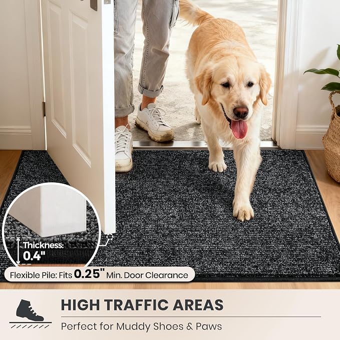 PURRUGS Dirt Trapping Door Mat 24" x 35.5", Non-Slip Machine Washable Entry Rug