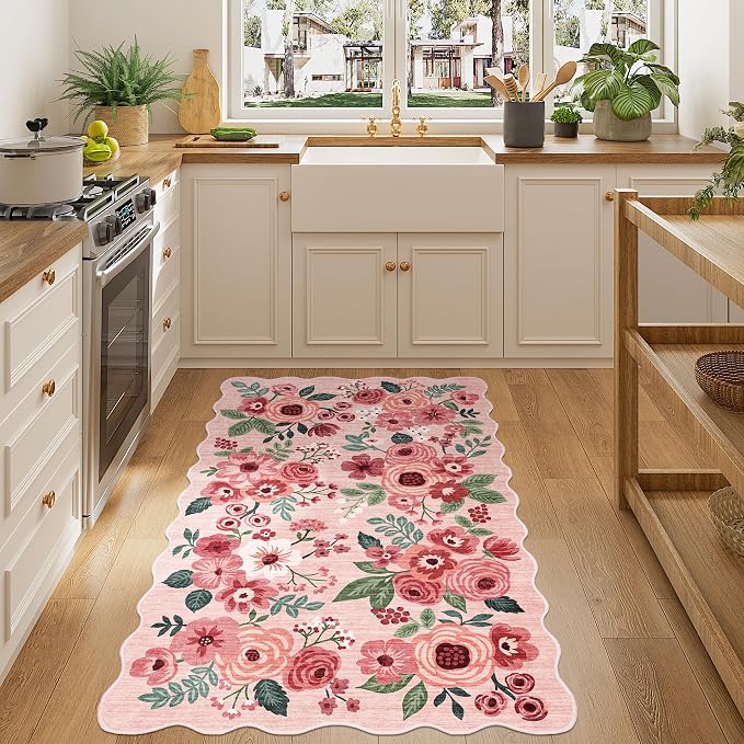 DUKINO 3x5 Area Rug, Floral Non-Slip Indoor Washable Rug