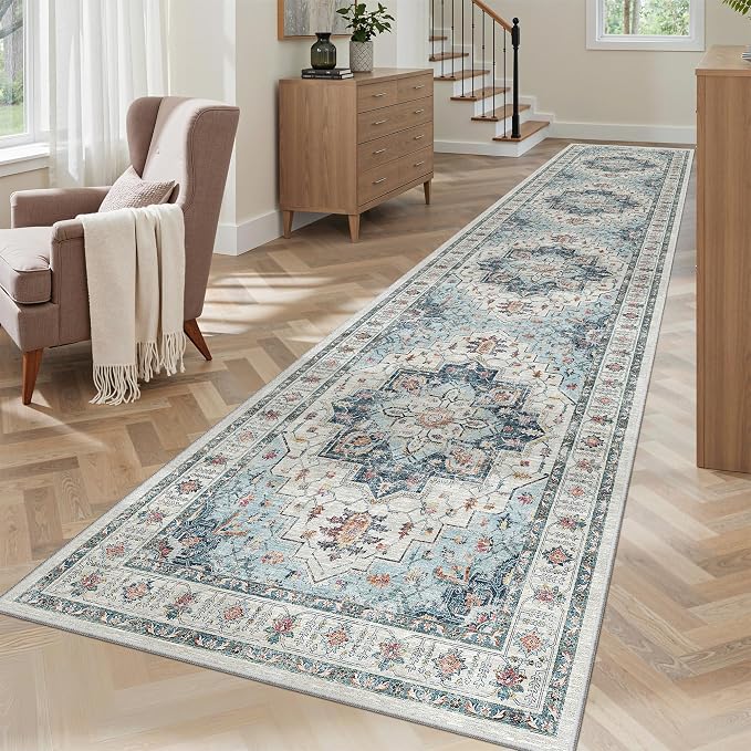 Madane Hallway Runner Rug 2'6''x12' Kitchen Runner, Non Slip Vintage Runners