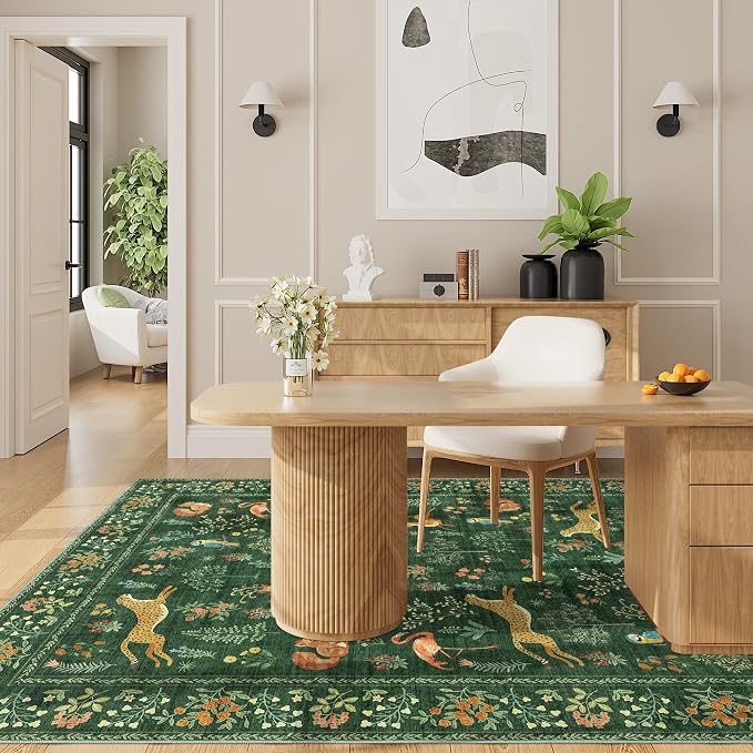 DUKINO 4x6 Rug, Washable Animal Area Rug