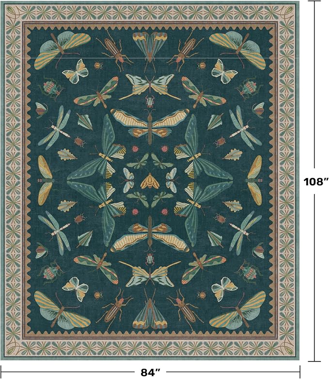 Insect Boho 7X9 Washable Living Room Rug