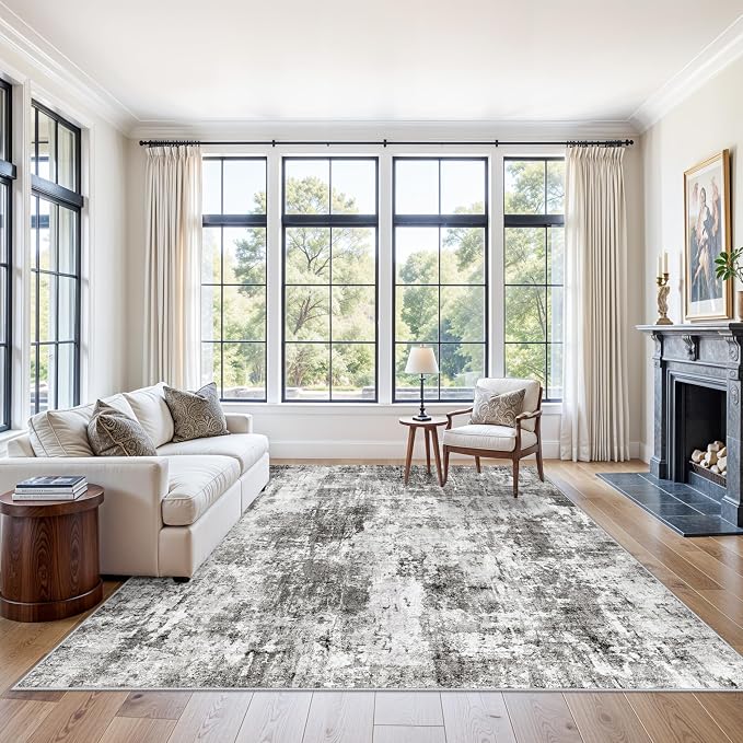 8x8 Square Area Rug Living Room – Non-Slip Washable Large Floor Carpet