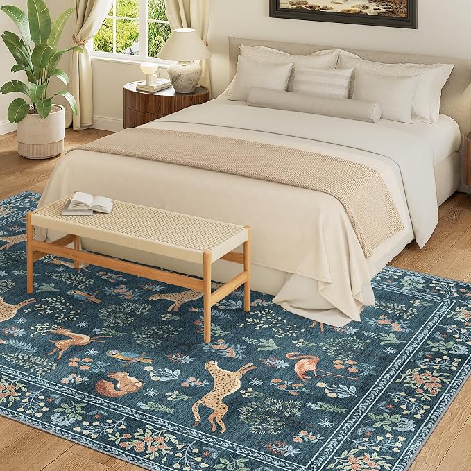 DUKINO 5x7 Rug, Washable Animal Living Room Rug
