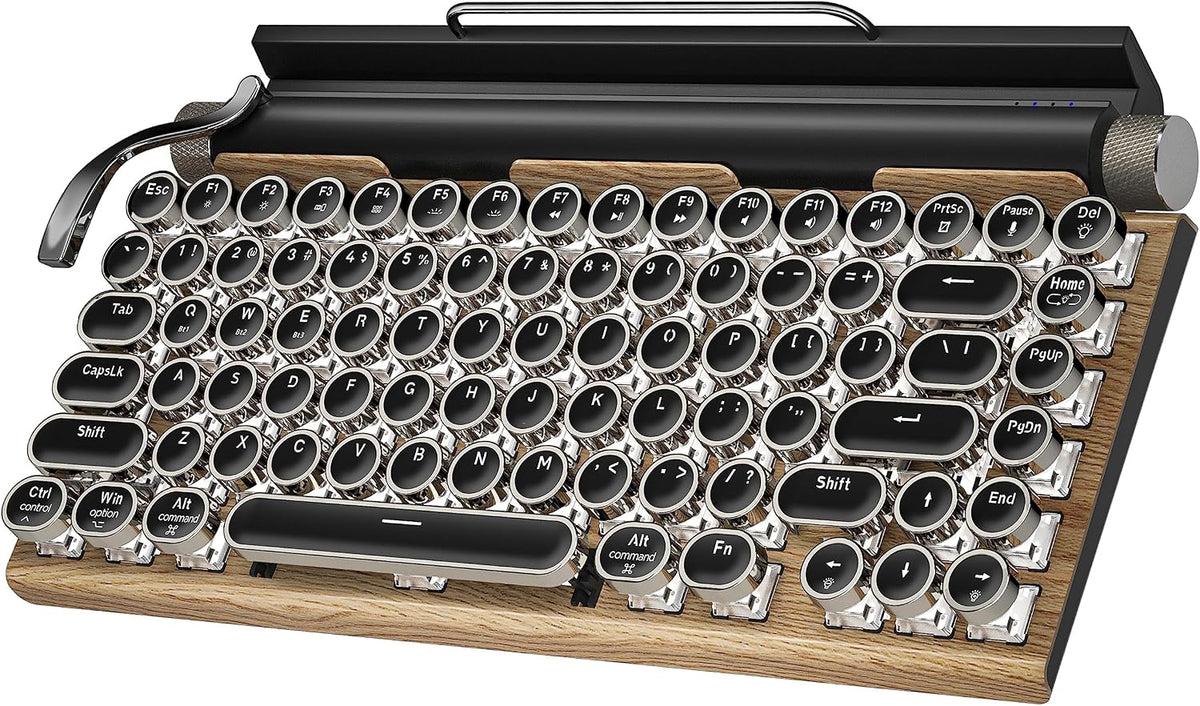 Retro Typewriter Mechanical Keyboard Wireless for PC/Laptop/Pad/Mac/Phones