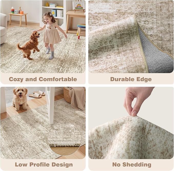 Washable Kitchen Rugs Sets of 2 Piece, Hallway Runner Rug Non-Slip
