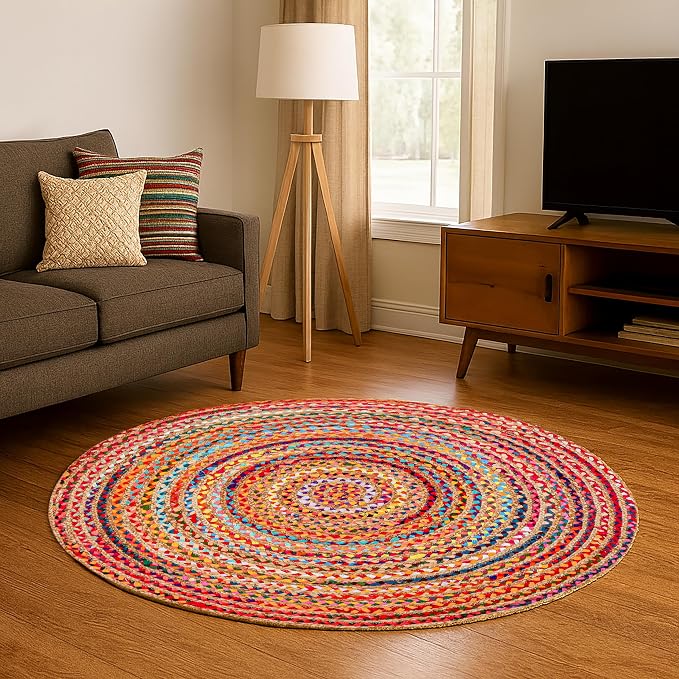 Hausattire Bohemian Braided Rug 4' Round