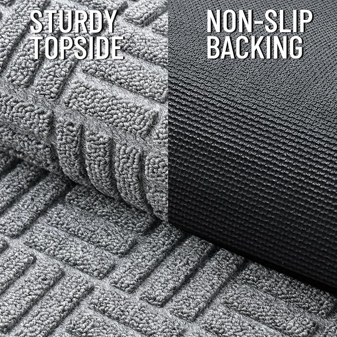 OLANLY Front Door Mat Outside Entrance 59x34, Heavy Duty Sturdy Natural Rubber