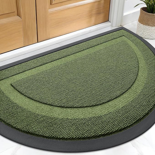 OLANLY Half Circle Door Mat Indoor Outdoor Entrance Welcome, Waterproof