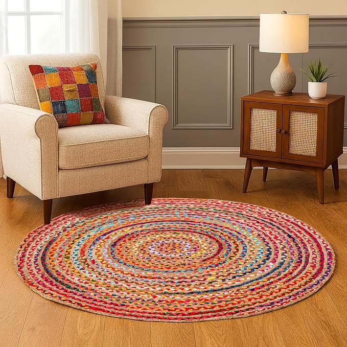 Hausattire Bohemian Braided Rug 4' Round