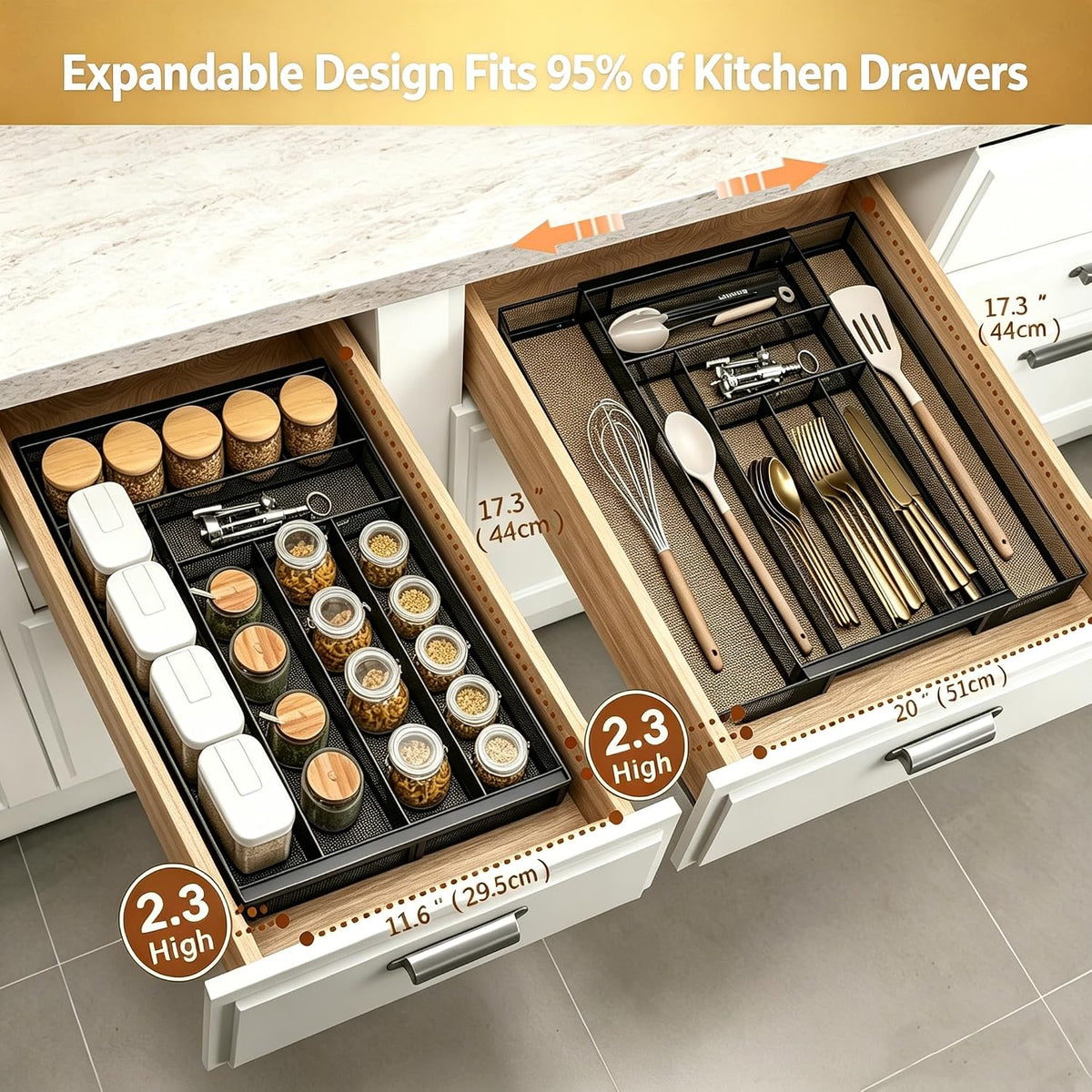 Sedegn Silverware Organizer Metal Mesh, Large Drawer Organizer