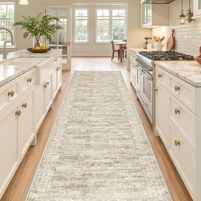 Washable Runner Rug 2.5x12, Non-Slip Long Bathroom Rugs Runner