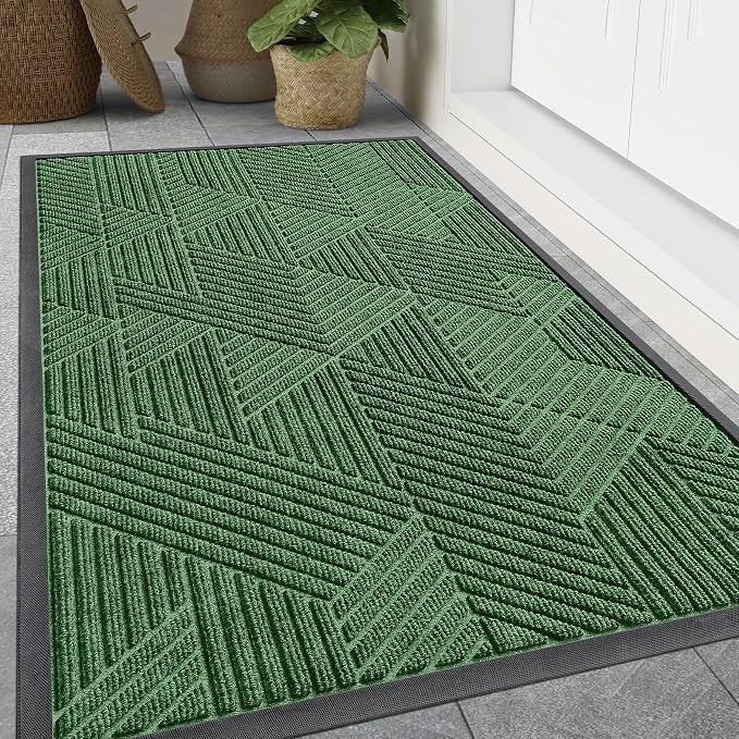 Smiry Front Door Mat Outside Entrance, Heavy Duty Sturdy Natural Rubber Doormat