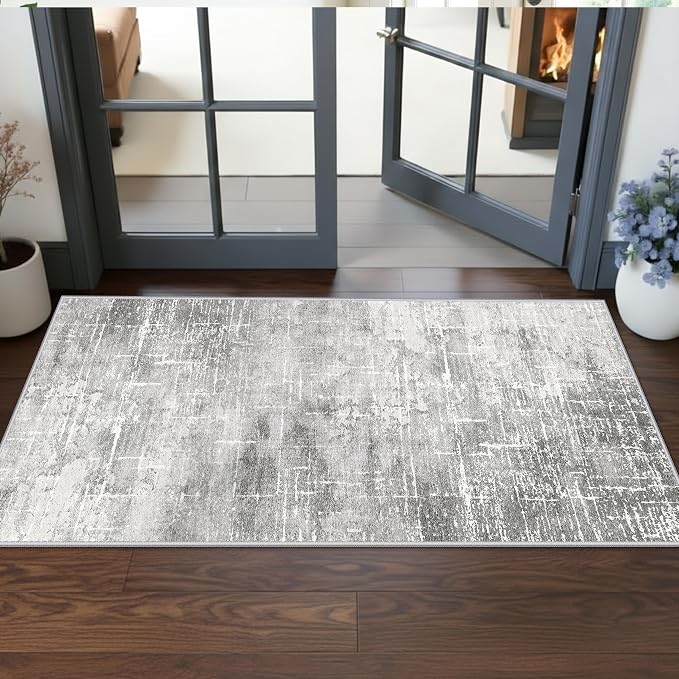 Washable 2x5 Hallway Runner Rug: Indoor Abstract Water Resistant Kitchen