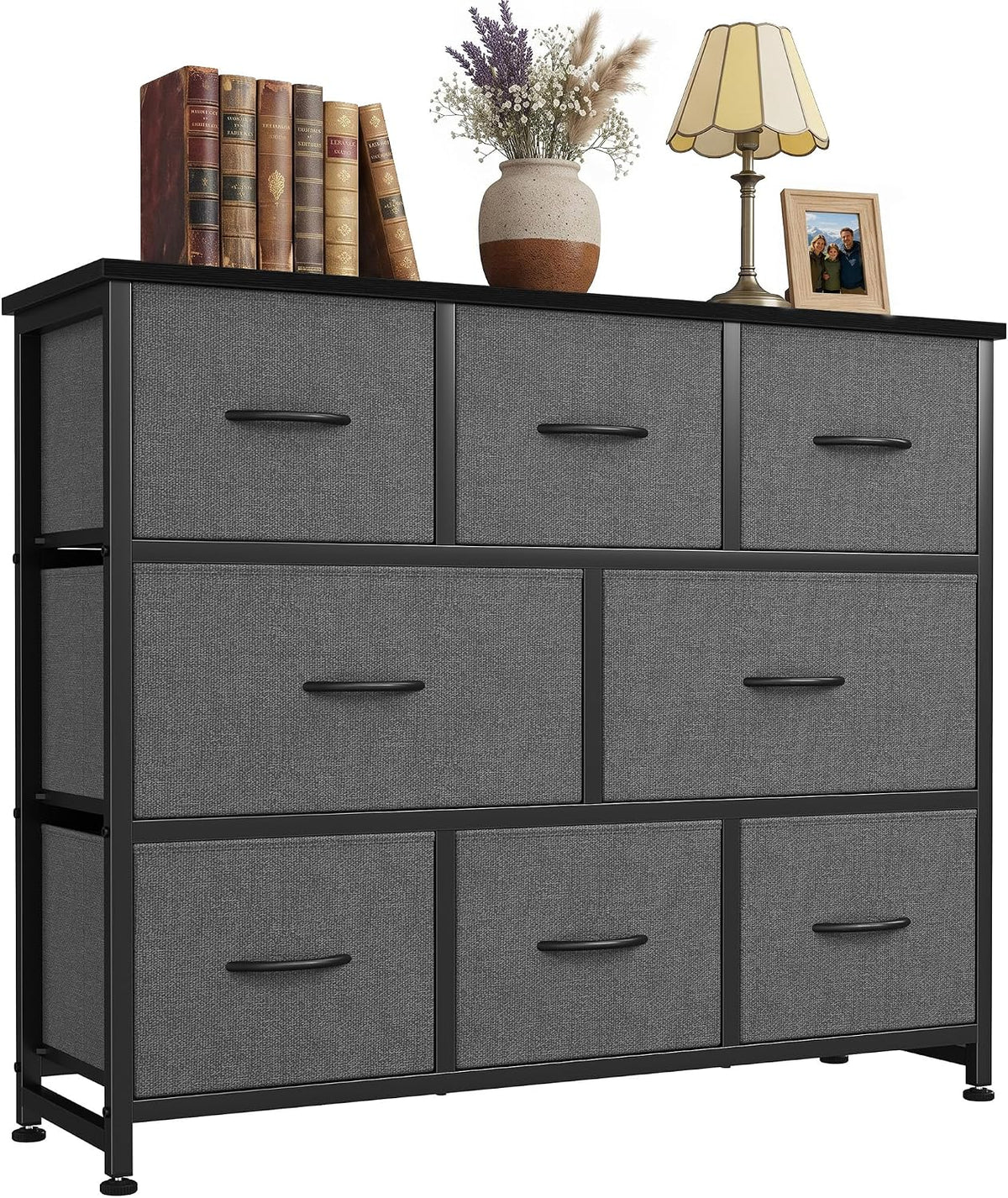 8 Drawer Dresser for Bedroom, Wide Fabric Chest of Drawers, Wood Top