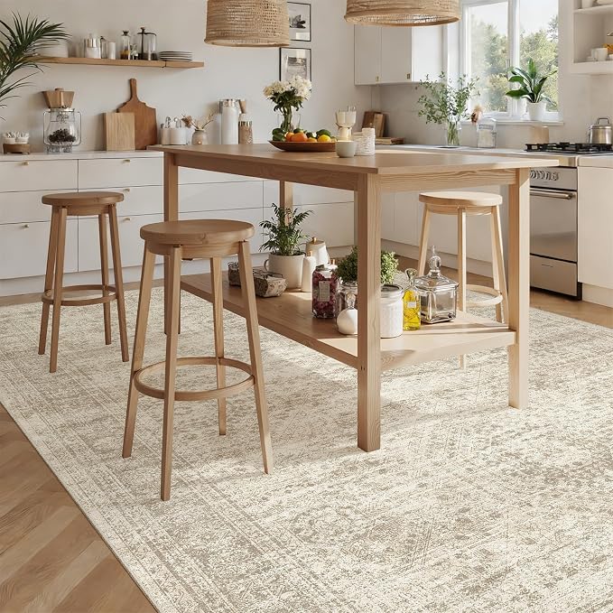 Soalmost 7x10 Area Rug for Living Room Washable Abstract Vintage Soft Thin
