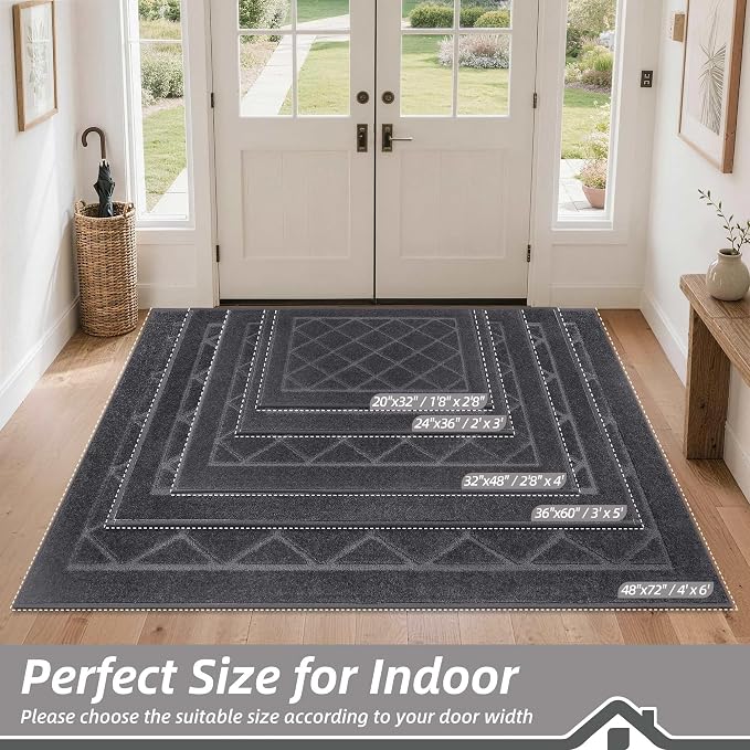 BEQHAUSE Dirt Trapper Door Mat 24" x 36", Doormat Non-Slip Entryway Rugs