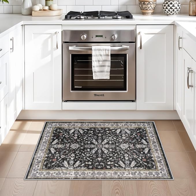 2x3 Rug Non-Slip Washable for Kitchen – Boho Small Throw Rug for Sink & Entryway