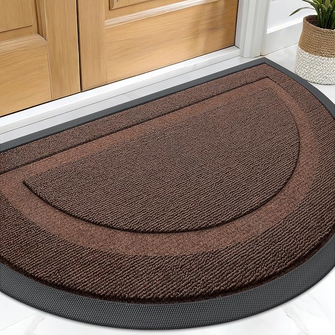 OLANLY Half Circle Door Mat Indoor Outdoor Entrance Welcome, Waterproof