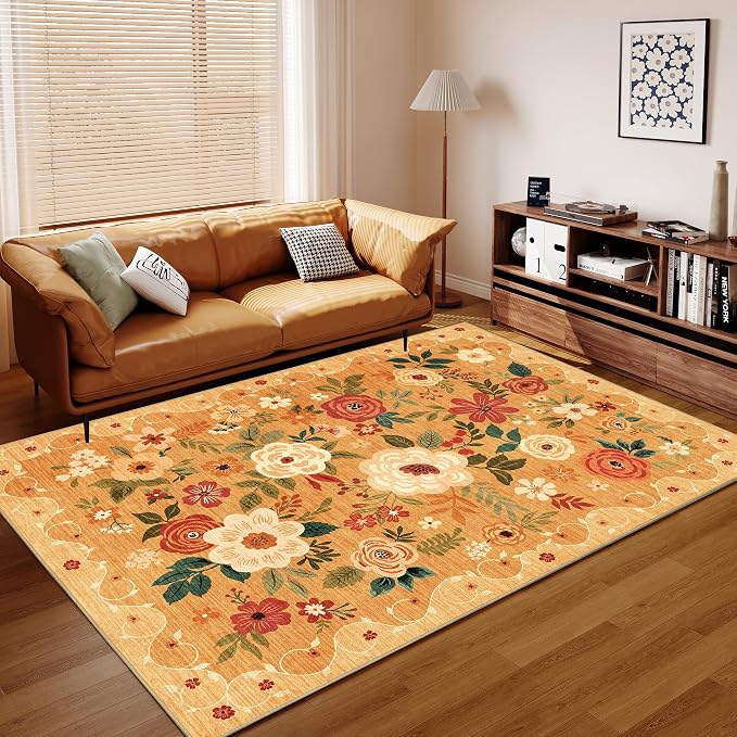 DUKINO 9x12 Area Rug, Floral Rugs