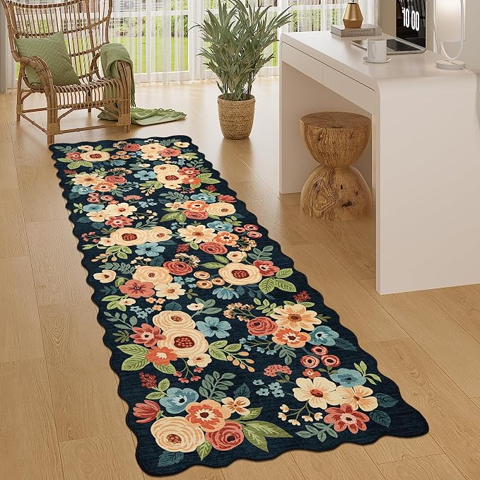 DUKINO 2.6x8 Runner Rug for Hallway, Washable Kitchen Rug