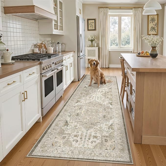 Madane Runner Rug 2'6''x8' Kitchen Runner, Hallway Runner Printed Vintage