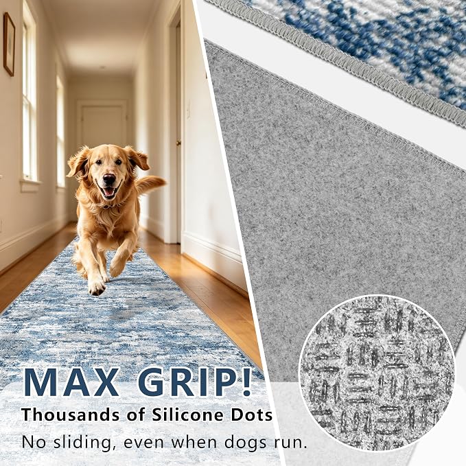 Washable Carpet Runners for Hallway 14ft-Non Slip Floor Runners for Dogs