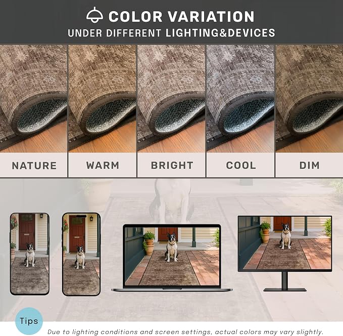 Hazo Haus Boho Taupe Brown 5x7 Living Room Rug