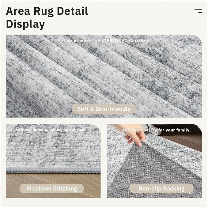Runner Rug 2'6" x 12' Washable Non-Slip Runner Rugs