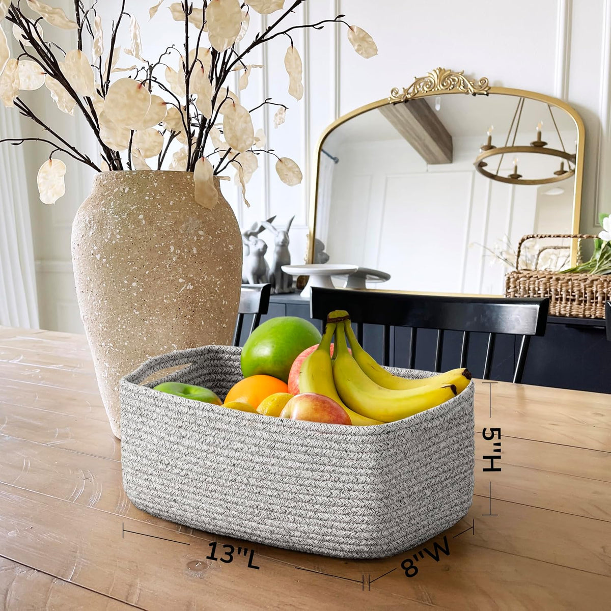 Goodpick 3-Pack Woven Storage Baskets for Closet,13 x 8 x 5 in