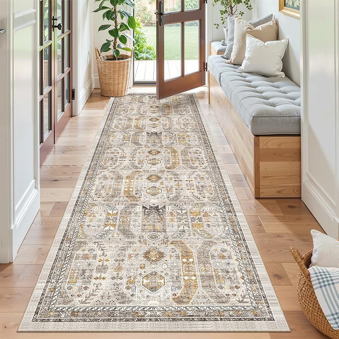Madane Runner Rug 2'6''x8' Kitchen Runner, Hallway Runner Printed Vintage