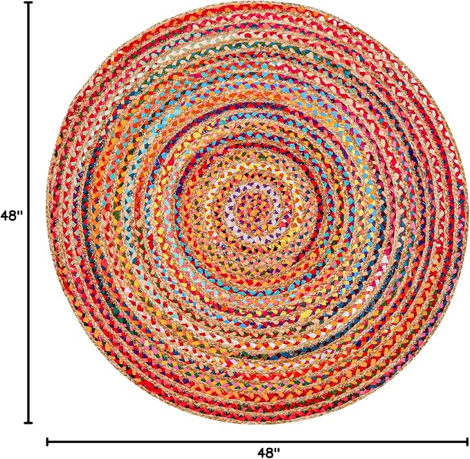 Hausattire Bohemian Braided Rug 4' Round