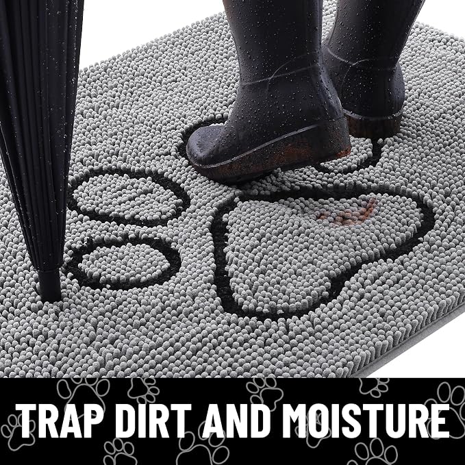 Smiry Dog Door Mat for Muddy Paws, Absorbent Dirt Trapper Non Slip Quick Dry
