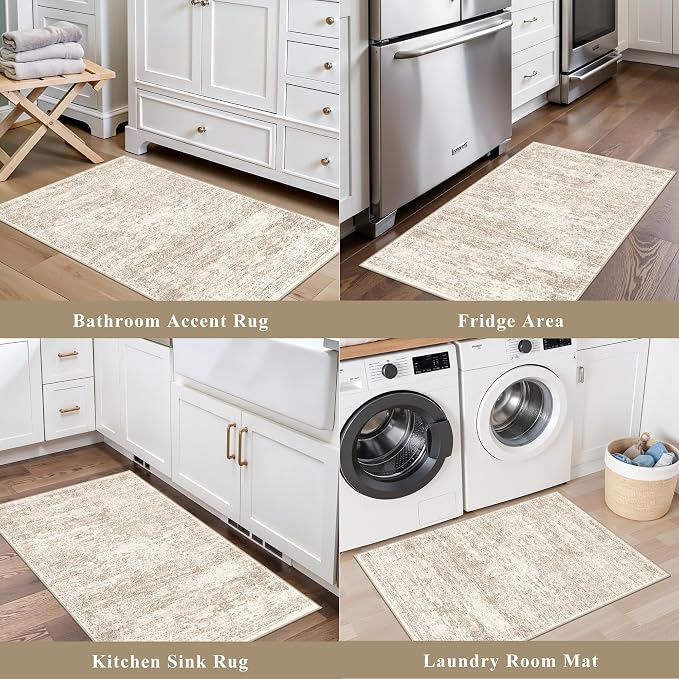 Kitchen Rugs Sets of 2, Washable Non-Slip Kitchen Mats