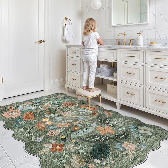 4x6 Living Room Area Rugs: Washable Farmhouse Nursery Kitchen Floral Rugs