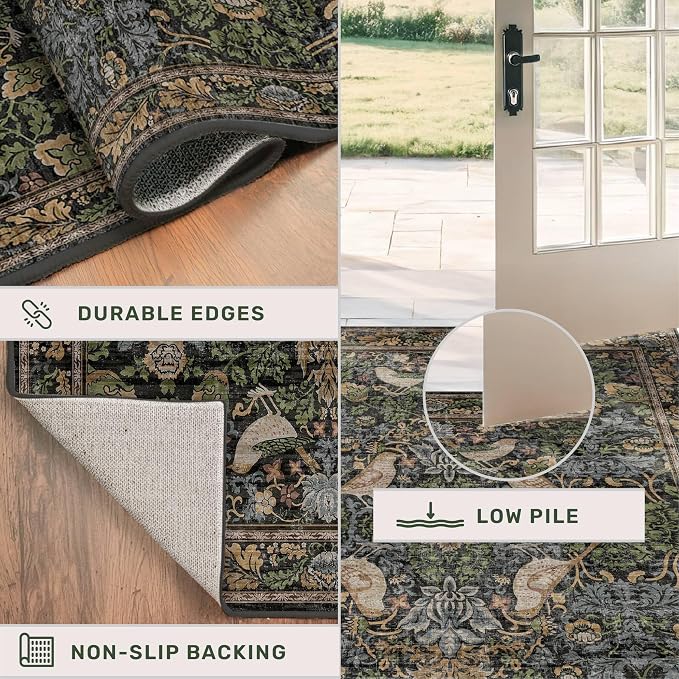 Vintage Green Rug for Extra Large Bedroom