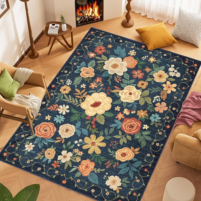 DUKINO 8x10 Area Rug, Floral Rugs