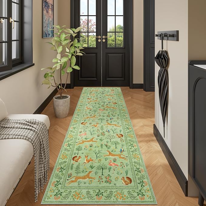 DUKINO 2.6x8 Rug for Hallway, Washable Kitchen Runner Rug