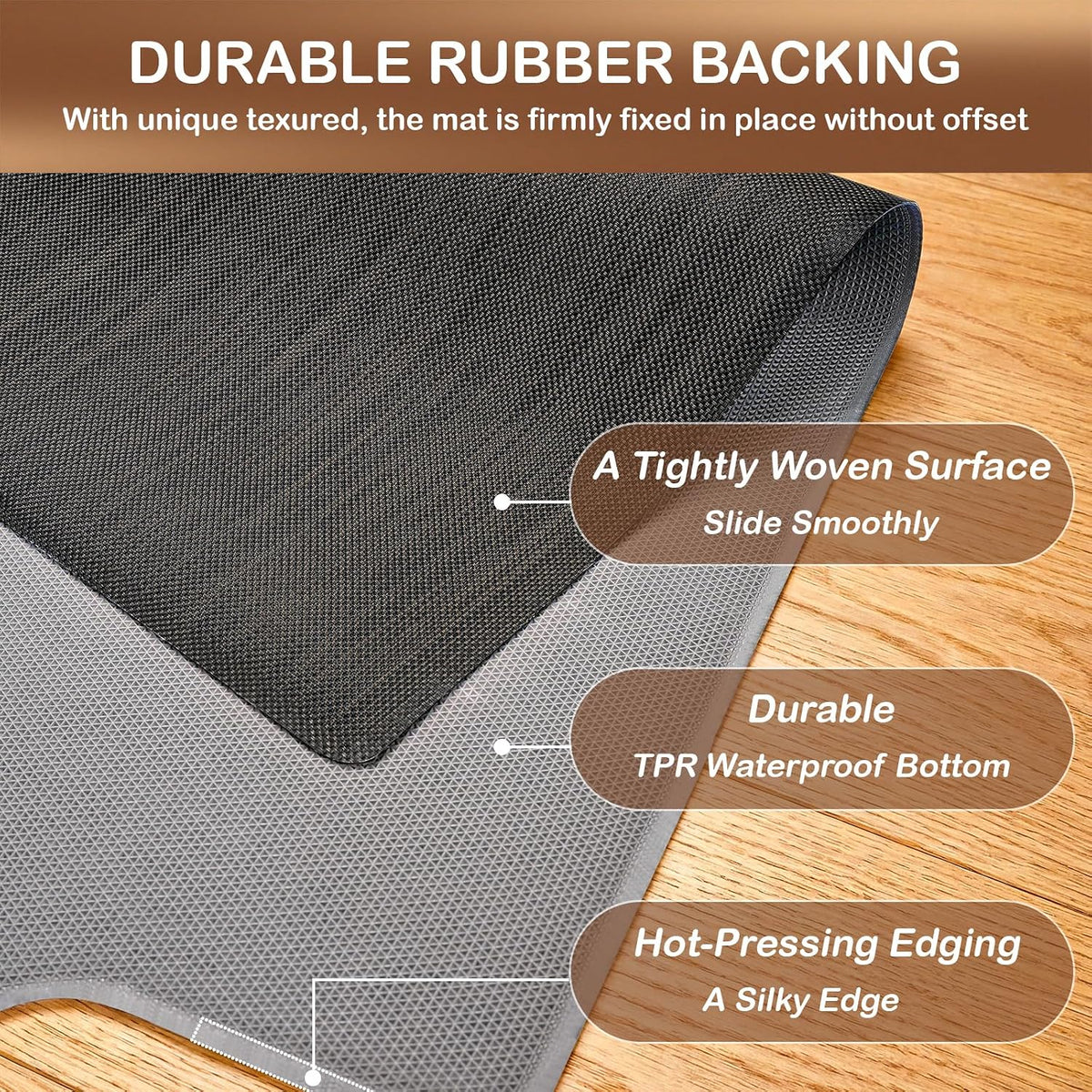 Office Chair Mat for Hardwood Floor, 36" x 48" Non-Slip Office Chair Mat for Rolling Chair, Heavy Duty Textilene Floor Protector for Hardwood Tile, Desk Computer Chair Mat for Home Office, Black