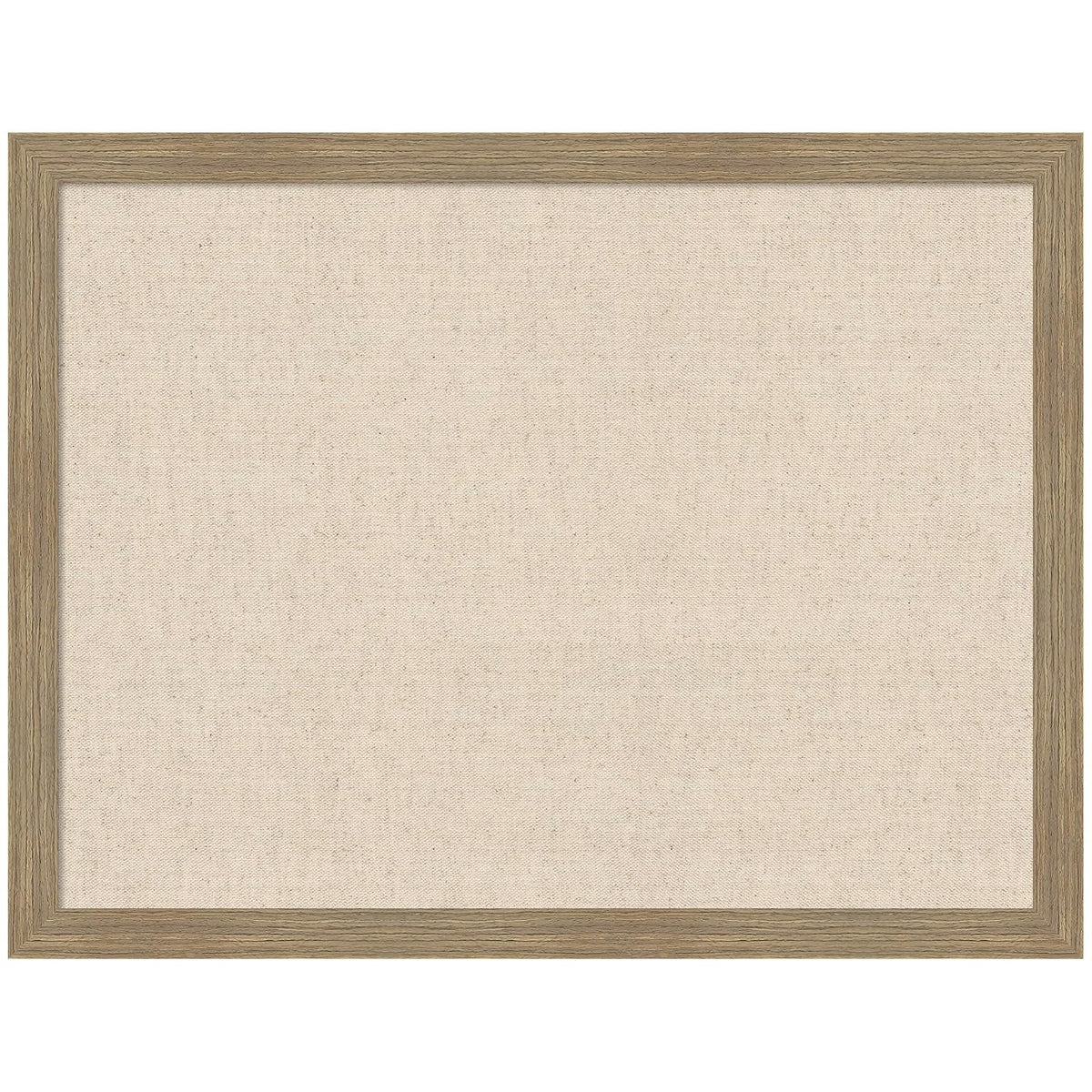 Kate and Laurel Framed Fabric Pinboard 26 x 20, Neutral Weave Printed Linen Classic Bulletin Board for Use as a Vision Board or Wall Organization, Woodgrain Stripe Mocha Frame