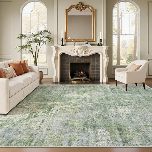 Soalmost 7x10 Area Rug for Living Room Washable Abstract Vintage Soft Thin