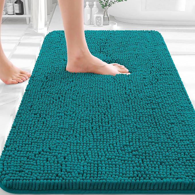 OLANLY Bathroom Rugs 36x24, Extra Soft Absorbent Chenille Bath Rugs, Rubber