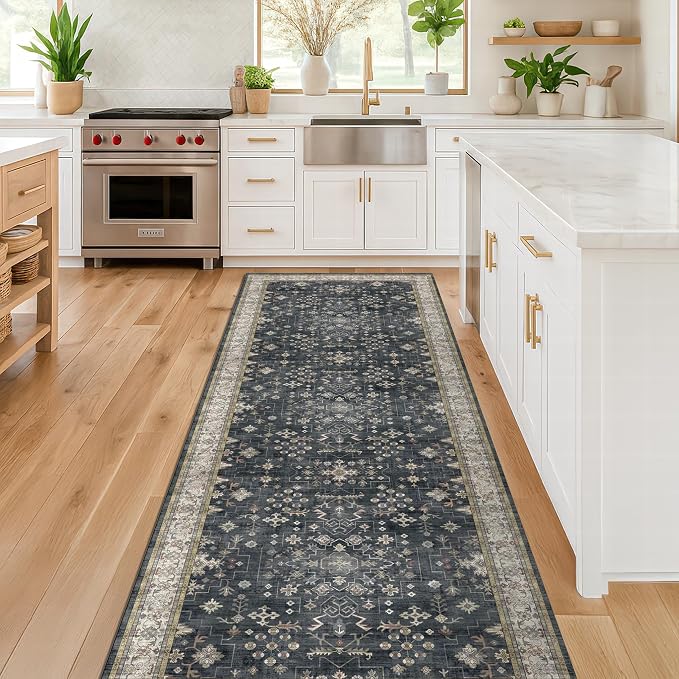 Black Entryway 2x5 Runner Rug, Small Throw Runners