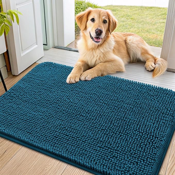 Smiry Dog Door Mat for Muddy Paws 34x21, Absorbent Dirt Trapper, Non-Slip