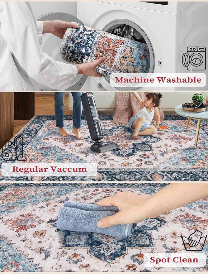SERISSA Runner Rug for Hallways, 3x10 Washable Non Slip Kitchen Runner Rug