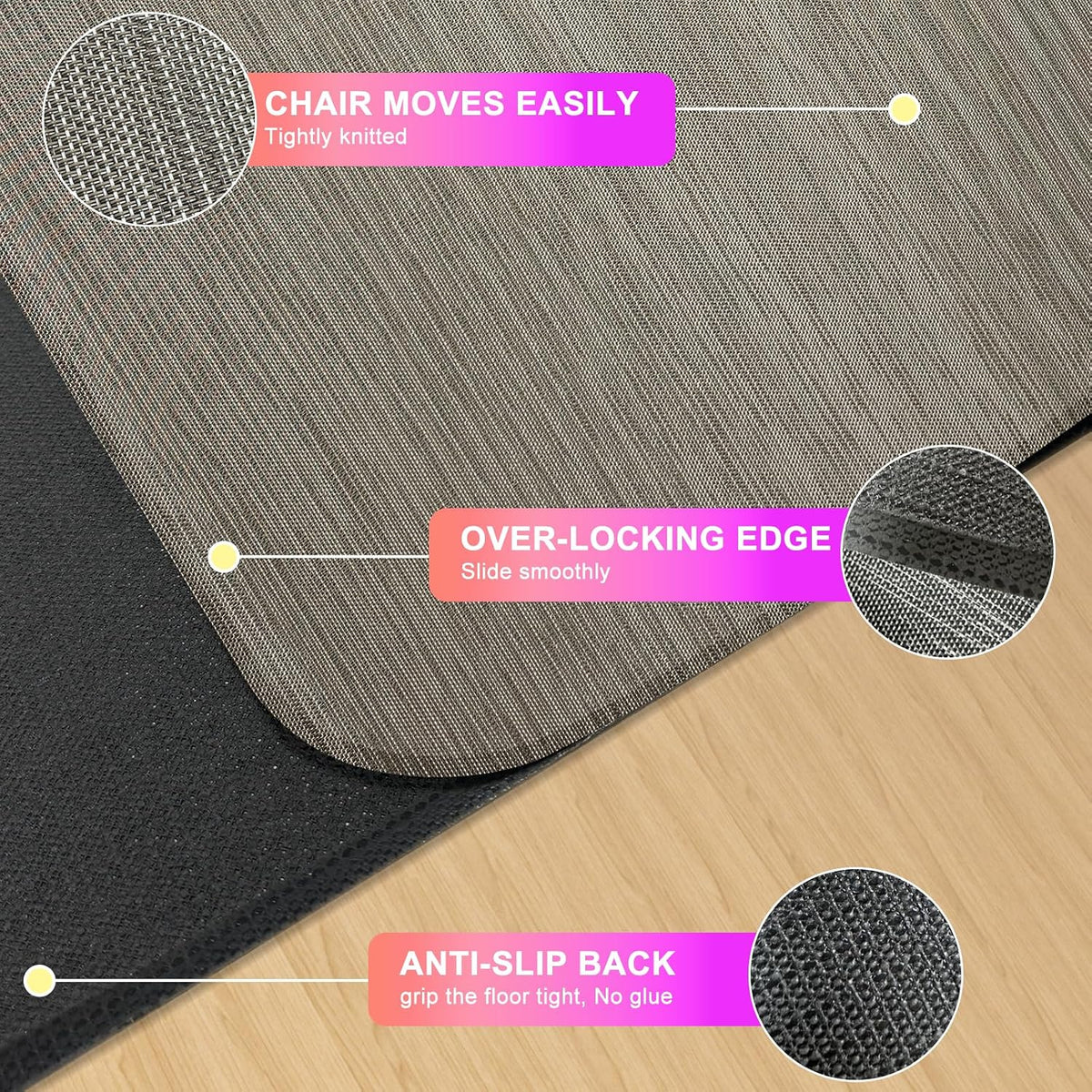 Azadx Heavy Duty Office Chair Mat for Hardwood Floor 36" x 48" Desk Chair Mat for Hard Floors No Slip Floor Protector for Home Office Flatten Quickly‌, Brown