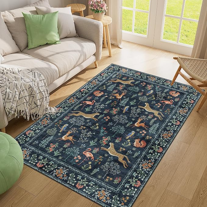 DUKINO 4x6 Rug, Washable Animal Area Rug